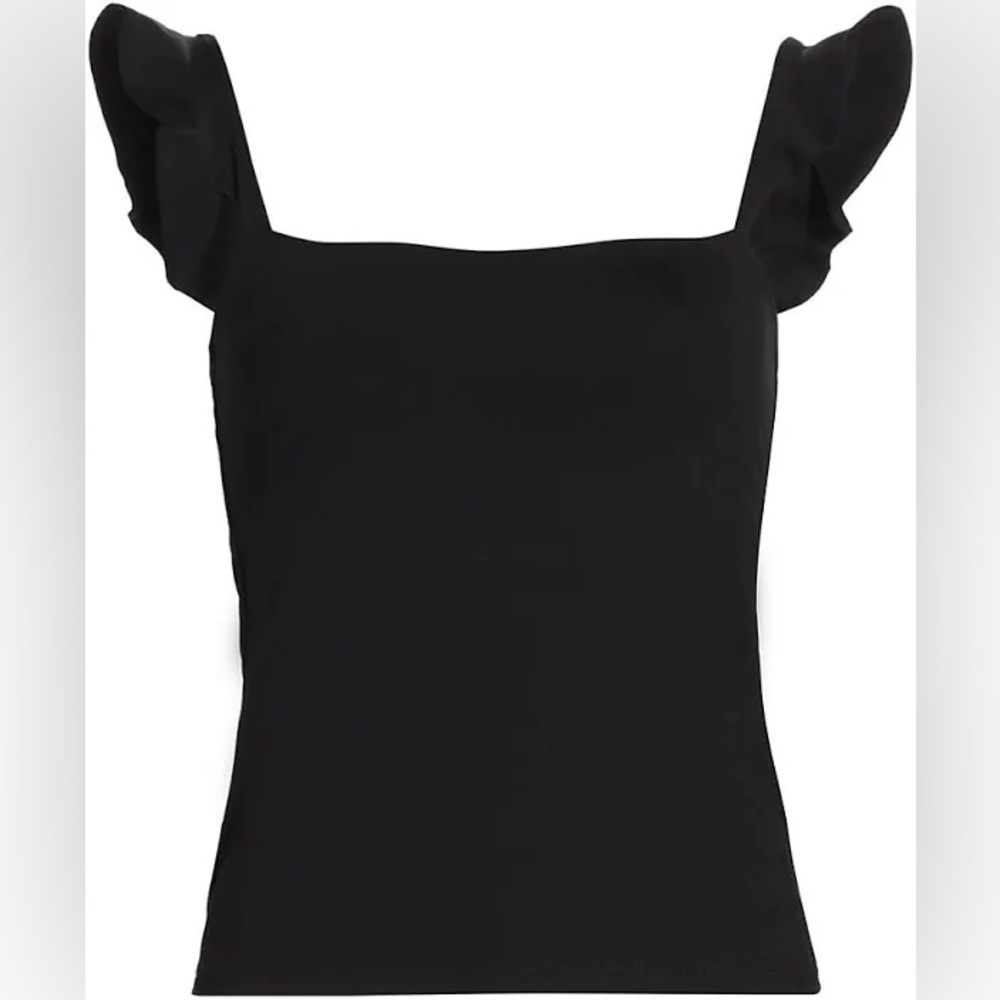 Susana Monaco Black Ruffle Sleeve Top